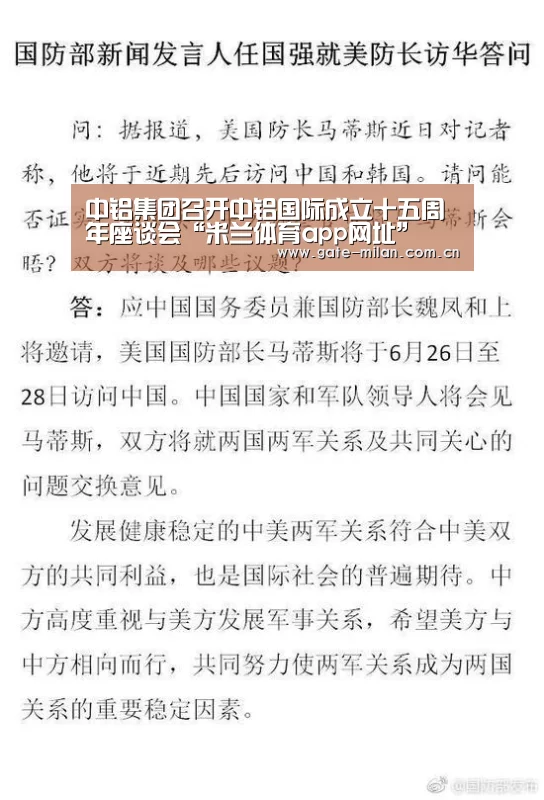 中铝集团召开中铝国际成立十五周年座谈会“米兰体育app网址”(图2) 国际米兰